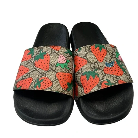 Gucci Black and Brown Strawberry Sandals - Picture 13 of 14